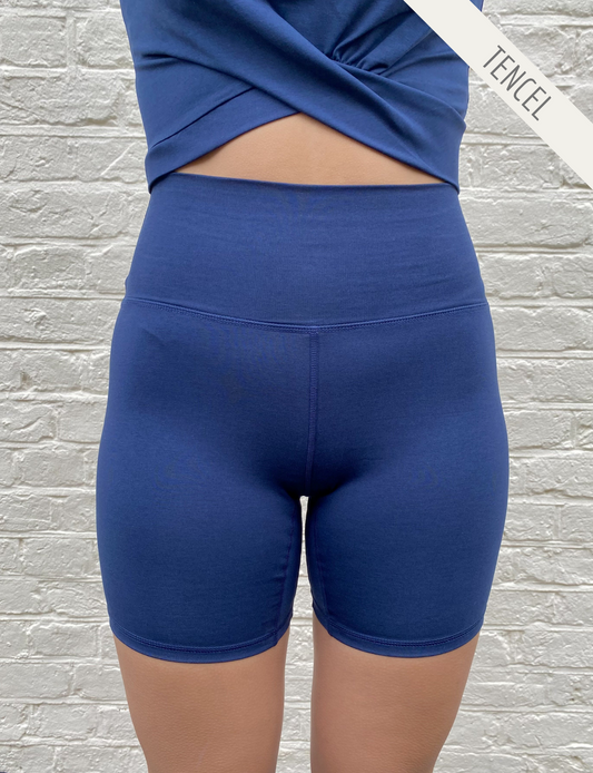 Lyocell Mid-Rise Biker Shorts - Midnight Blue
