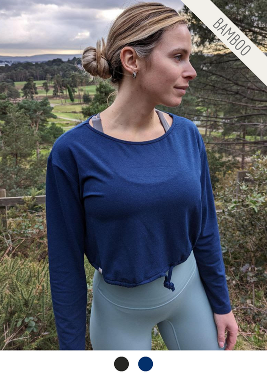 Bamboo Cropped Drawstring Jumper - 2 Colours