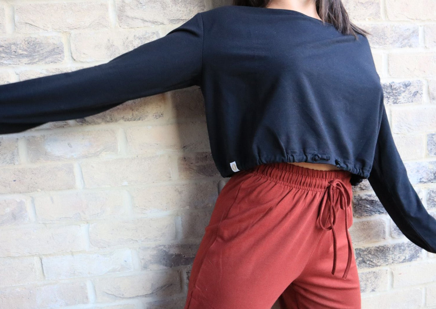 Bamboo Cropped Drawstring Jumper - 2 Colours