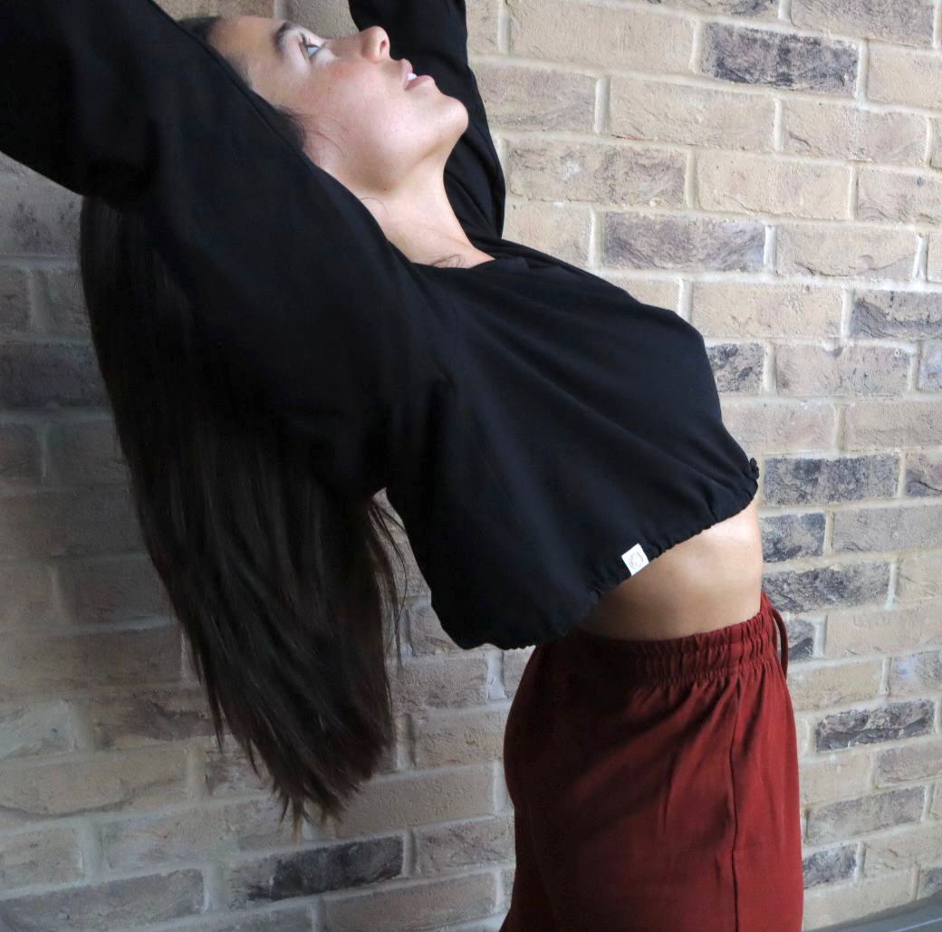 Bamboo Cropped Drawstring Jumper - 2 Colours