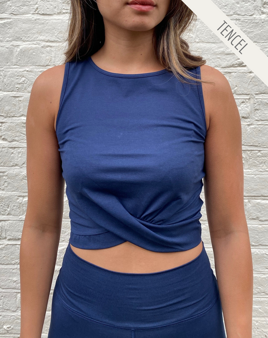 Lyocell Twisted Front Top - Midnight Blue