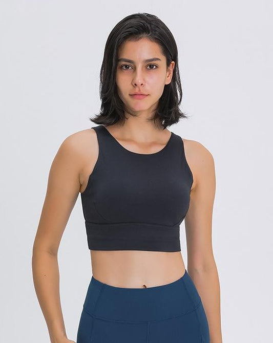 Black Sports Bra or Yoga Crop Top. Unique Boho Indian design print