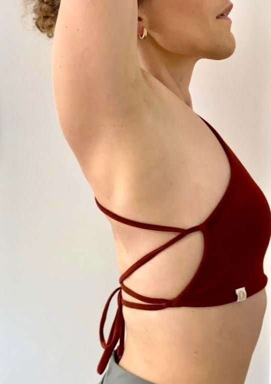 Bamboo Strappy Back Tie Up Bra - 2 Colours